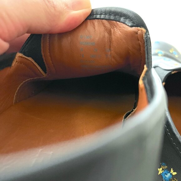 Coach G1367 Black Embroidered Floral Leather Slip On Shoes - Picture 8 of 8